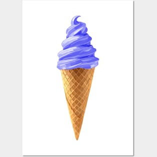 Indigo Ube Soft Serve Ice Cream Cone Posters and Art